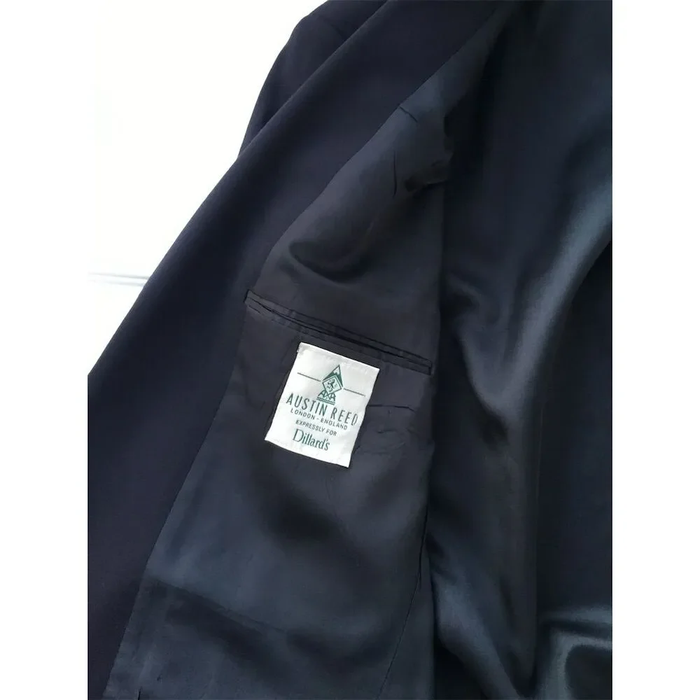 Austin‎ Reed Men's Navy Blue Blazer 43L Gold Button Formal Jacket
